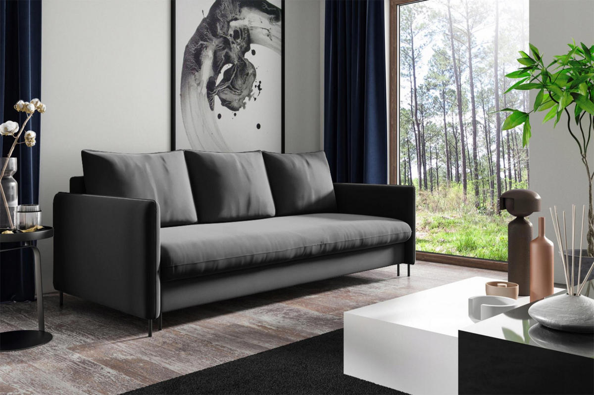 SCHLAFSOFA Belis in Grau - Grau, Holzwerkstoff/Textil (216/95/100cm) - Bettso