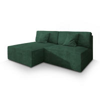 ROHOVÁ SEDAČKA FIORO tmavě zelená - šedá/tmavě zelená, dřevo/textil (204/148cm) - MASSENO