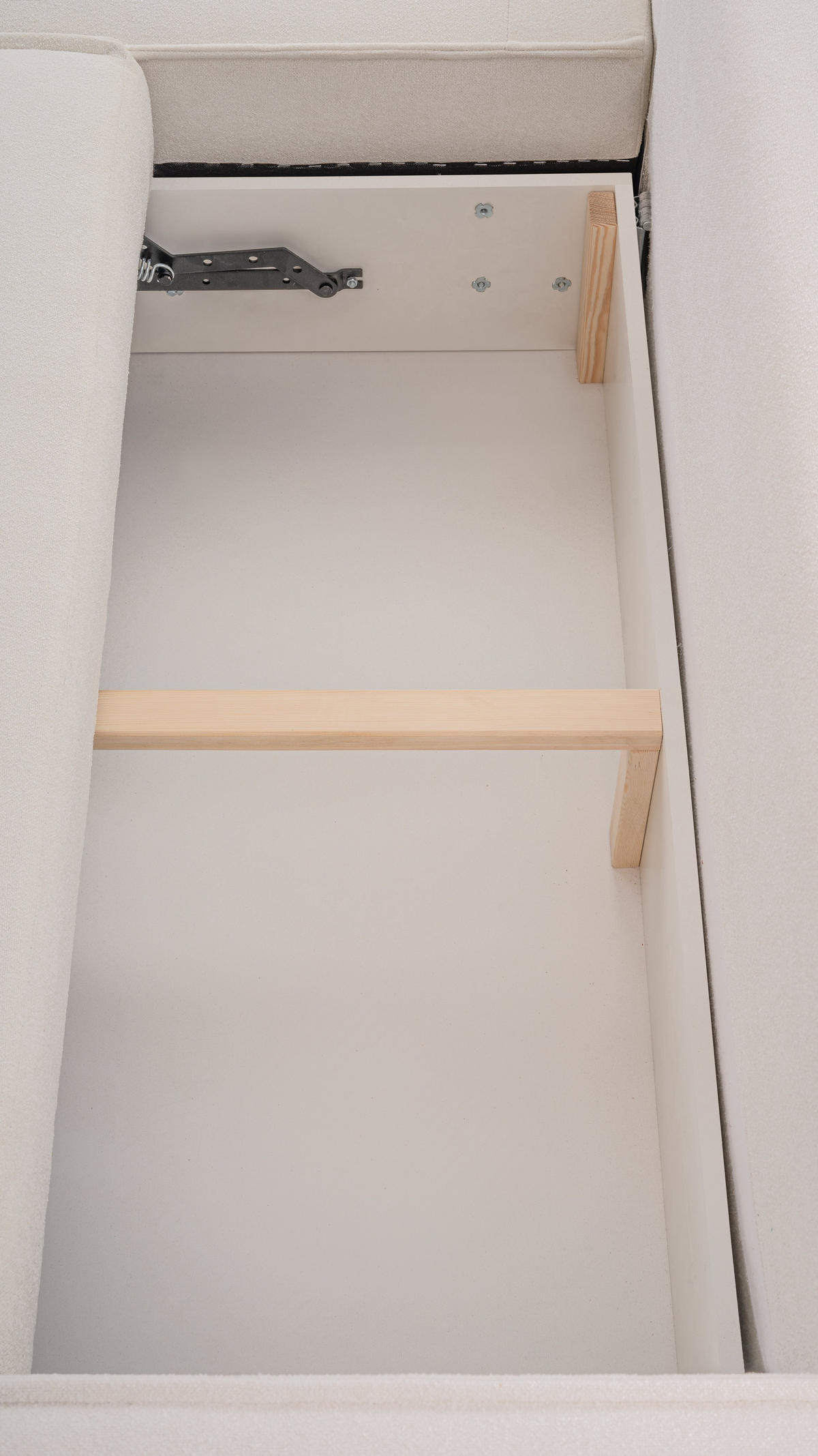 ECKSOFA SOLO Beige Boucle-Stoff mit Schlaffunktion - Beige, Holz (260/168cm) - MASSENO