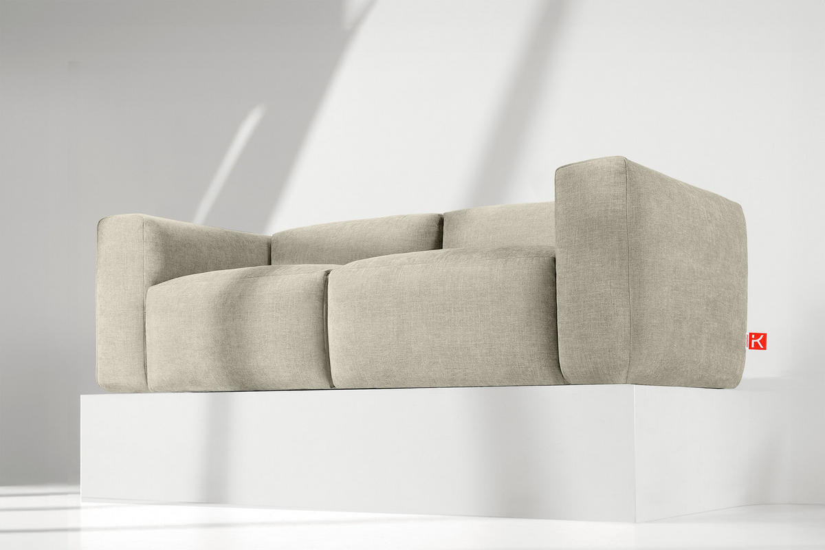2,5-SITZER-MODULSOFA BUFFO mit extrem weicher und bequemer Sitzfläche, Gewebestoff, ecru - Ecru, Textil (250/73/96cm) - KONSIMO®