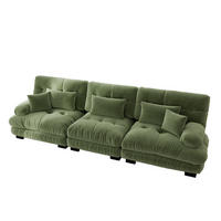 3-SITZER-SOFA DE-34065 modular mit Tiefensitz Grau - Grün, Holz (77/81/313cm) - ComfortXL