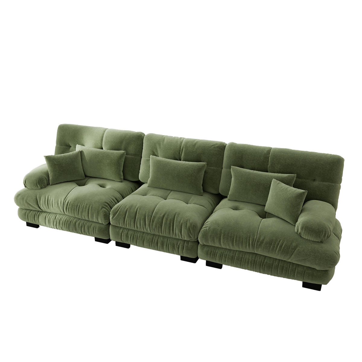 SCHLAFSOFA 3-Sitzer aus Chenille mit Tiefsitz, Grün - Grün, Textil (313/81/77cm)