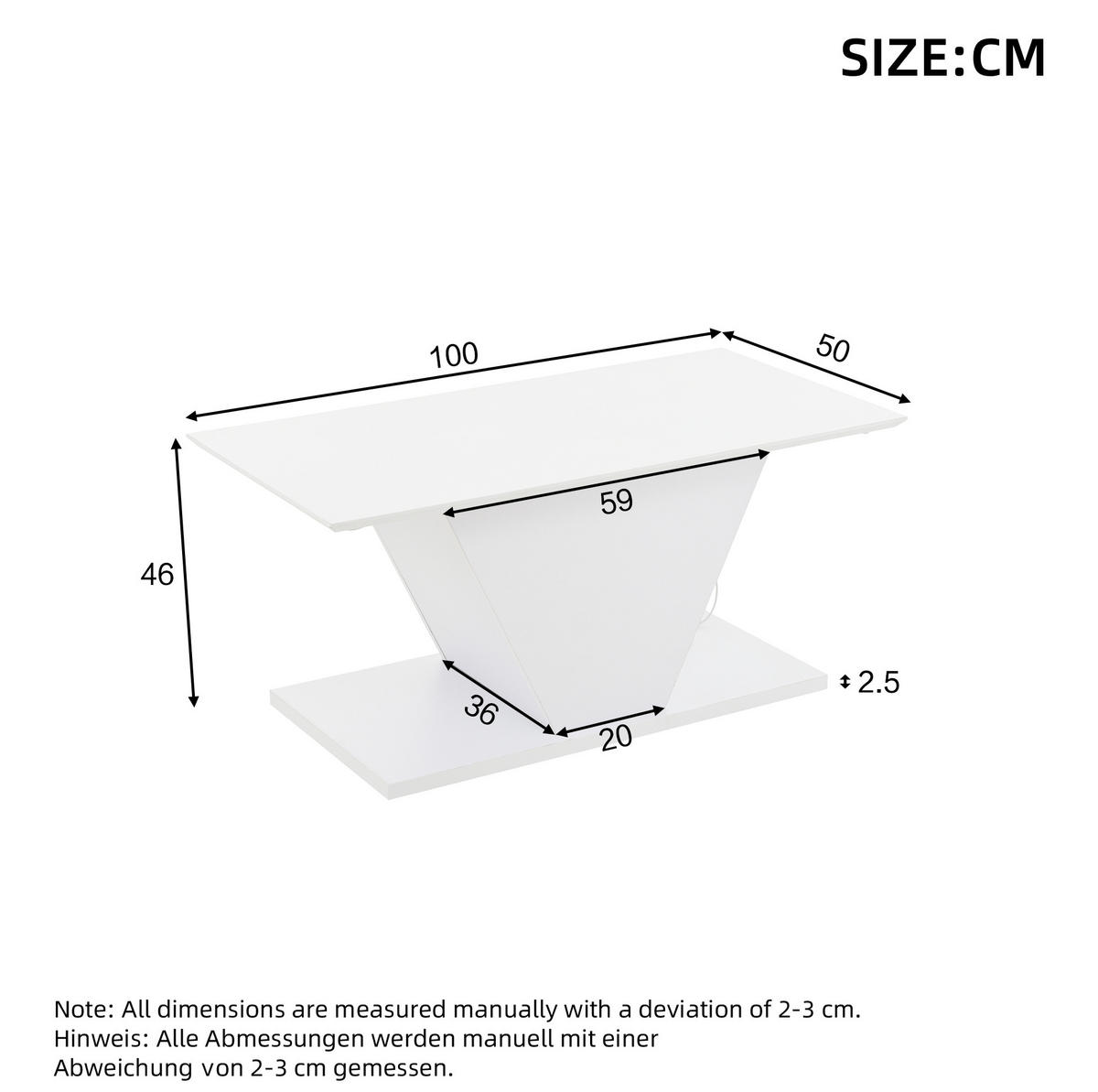 KLUBSKA miza, 100/50/46 cm bela, z LED-osvetlitvijo in sijočo ploščo - bela, leseni material (100/50/46cm) - BEAOK