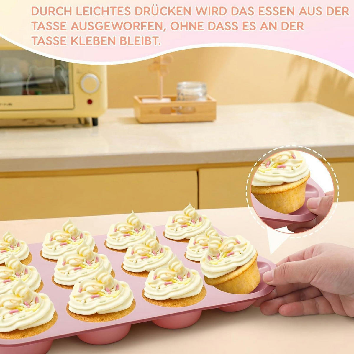 MUFFIN Backform 2-teiliges Set Silikon Rosa - Rosa, Kunststoff (22/2.8/29.5cm)
