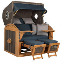 STRANDKORB XL Schillig Bullauge - Blau/Braun, Metall (142/170/95cm) - Mr. Deko