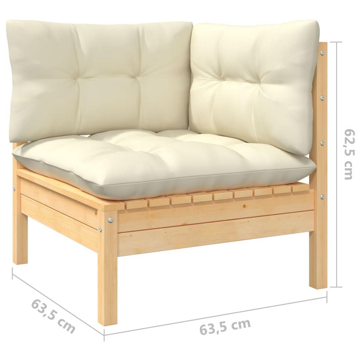 GARTEN-LOUNGE-SET 5-teilig Mit Creme Kissen Kiefernholz - Creme, Holz/Textil - vidaXL