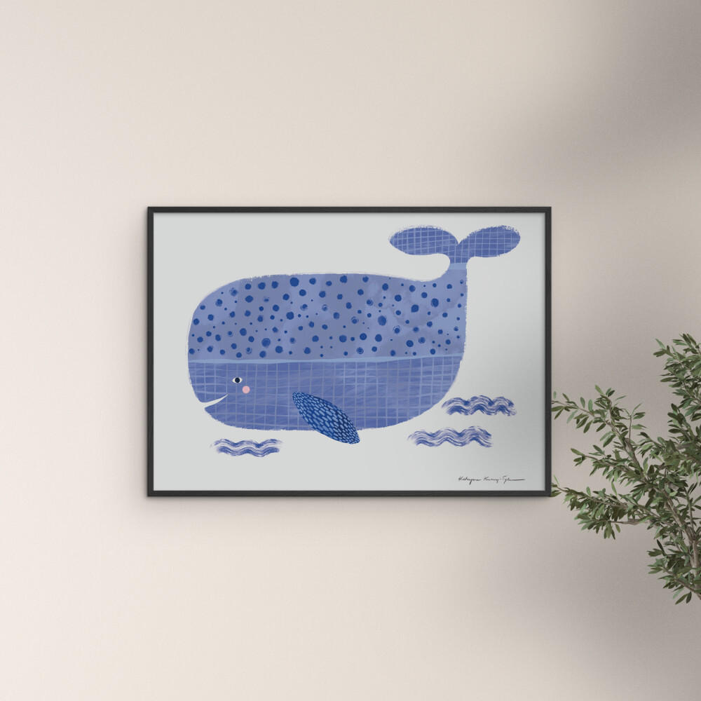 POSTER mit Rahmen Wild Apple - Whale - Blau/Schwarz, Holz/Papier (70/100cm) - Poster&Frame