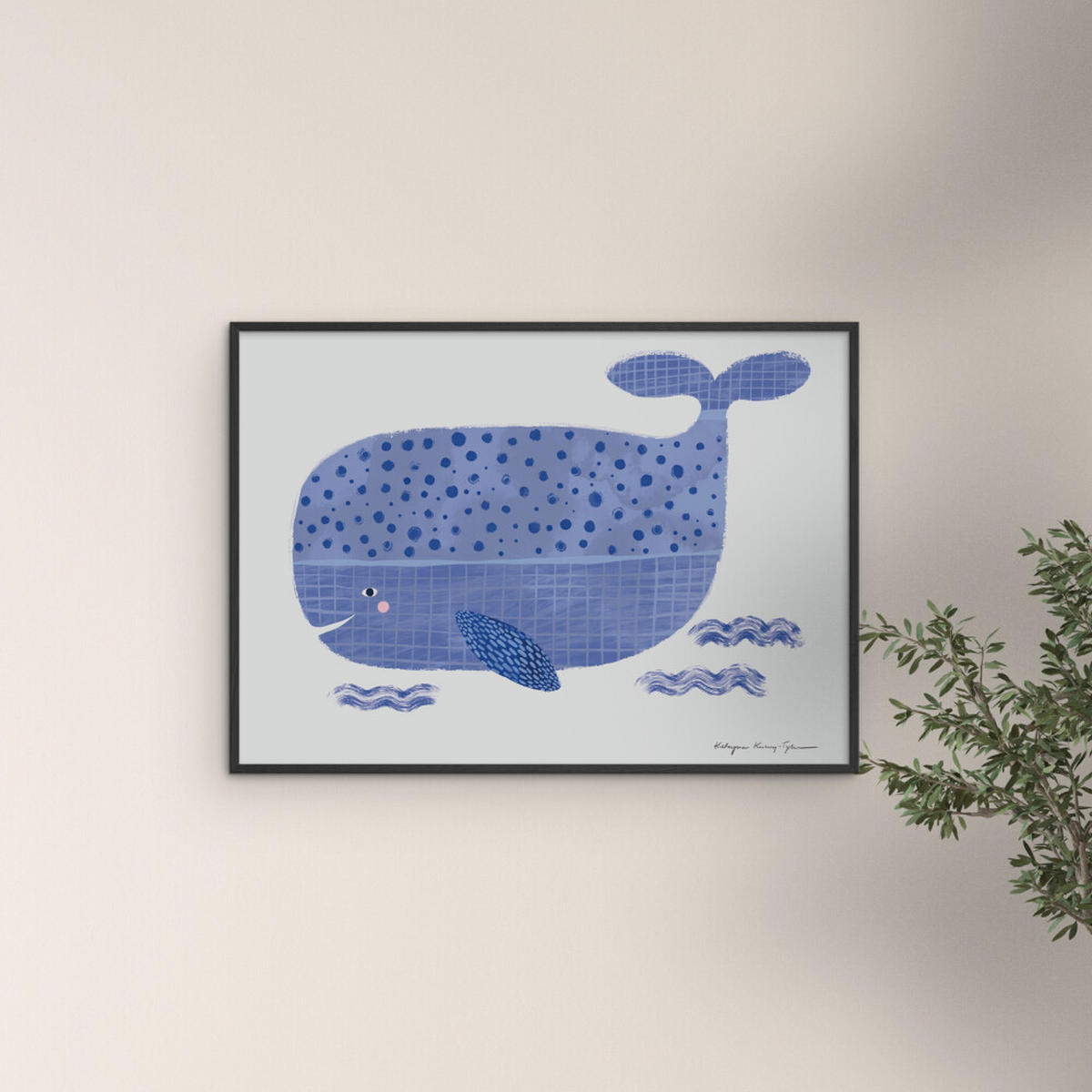 POSTER mit Rahmen Wild Apple - Whale - Blau/Schwarz, Holz/Papier (70/100cm) - Poster&Frame