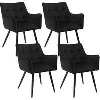 ESSZIMMERSTUHL 4er Set, mit Samtbezug, Schwarz - Schwarz, Textil/Metall (54/80/48cm) - Woltu