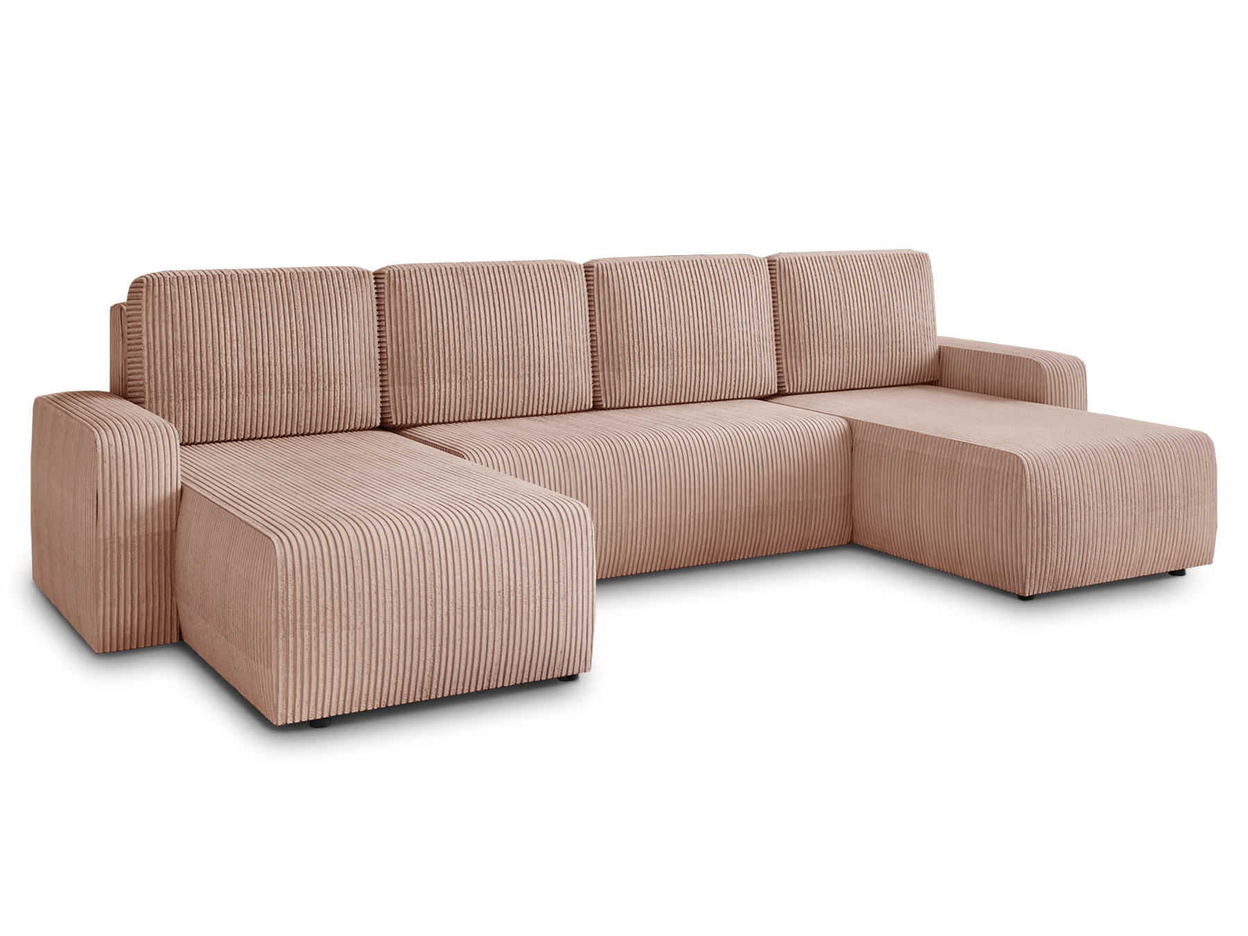 WOHNLANDSCHAFT Roma U - Rosa, Holz/Textil (305/90/150cm) - Sofnet