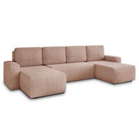 WOHNLANDSCHAFT Roma U - Rosa, Holz/Textil (305/90/150cm) - Sofnet