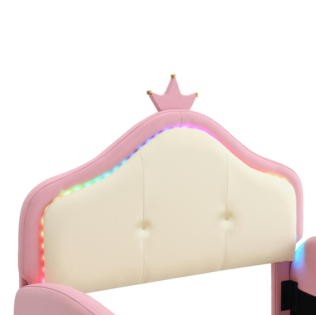 KINDEREINZELBETTEN aus Kunststoff 90x200 cm in Rosa mit LED, Rutsche & Treppe - Rosa, Kunststoff (90/200cm) - Modfu