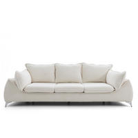 3-SITZER Sofa MELANI 252 cm Velours Creme - Chromfarben/Creme, Holz/Textil (252/90/88cm) - Muffo