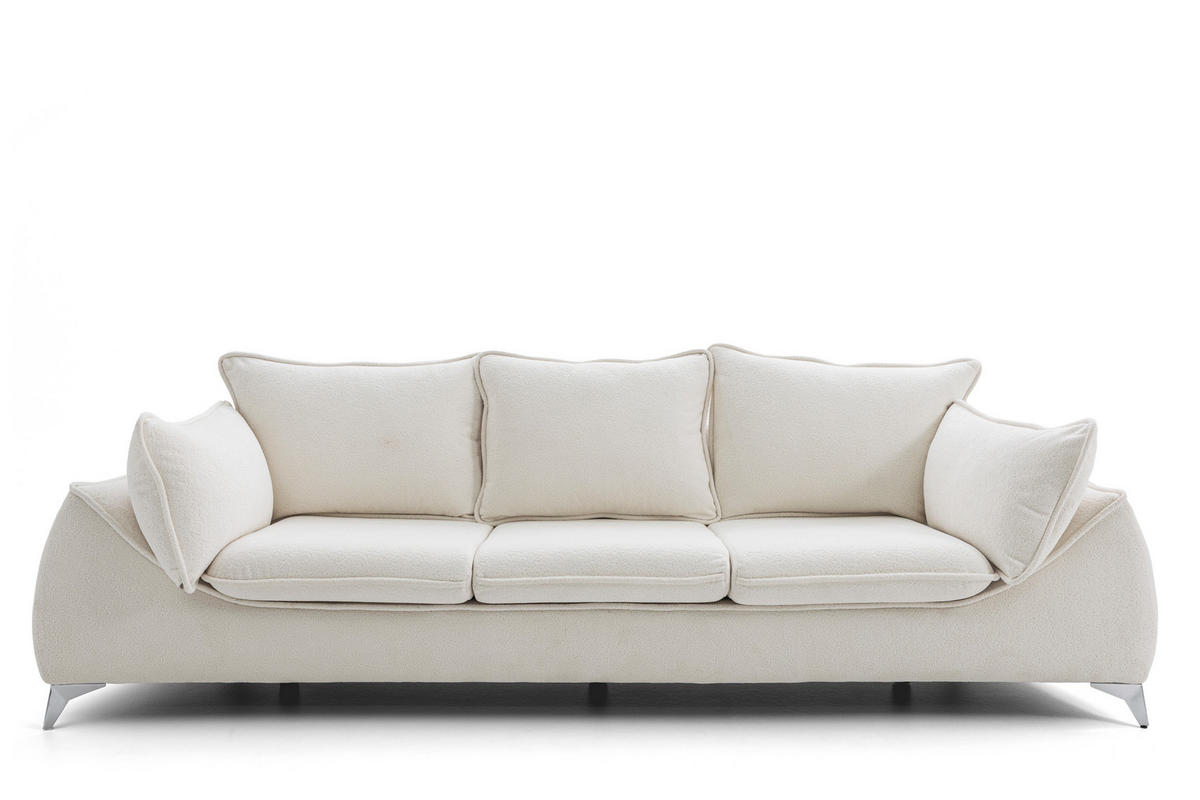 3-SITZER SOFA MELANI elegant Stillvoll Polstersofa 252 cm - Creme, Holz (252/90/88cm) - Muffo