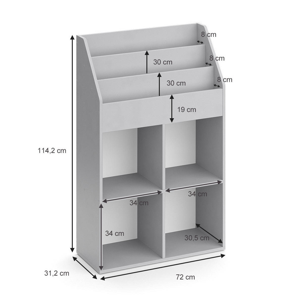 DĚTSKÁ POLIČKA Luigi Šedá - šedá, kompozitní dřevo (72/114.2/31.2cm) - Vicco