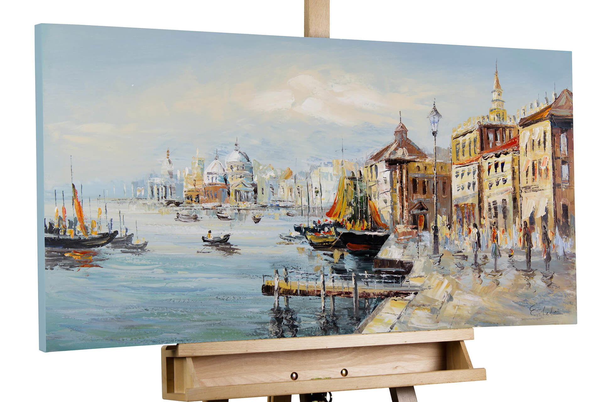 Kunstloft Ölgemälde Blau 100x50 cm