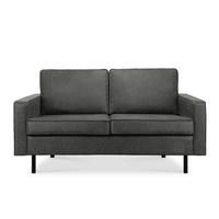 2-SITZER-SOFA INVIA Klassische-Stil mit Armlehnen, Lederoptik-Stoff, dunkelgrau - Dunkelgrau/Schwarz, Textil (164/87/98cm) - KONSIMO®