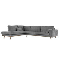 ECKSOFA mit Ottomane - Eichefarben/Dunkelgrau, Eichenholz/Textil (287/219cm) - home24