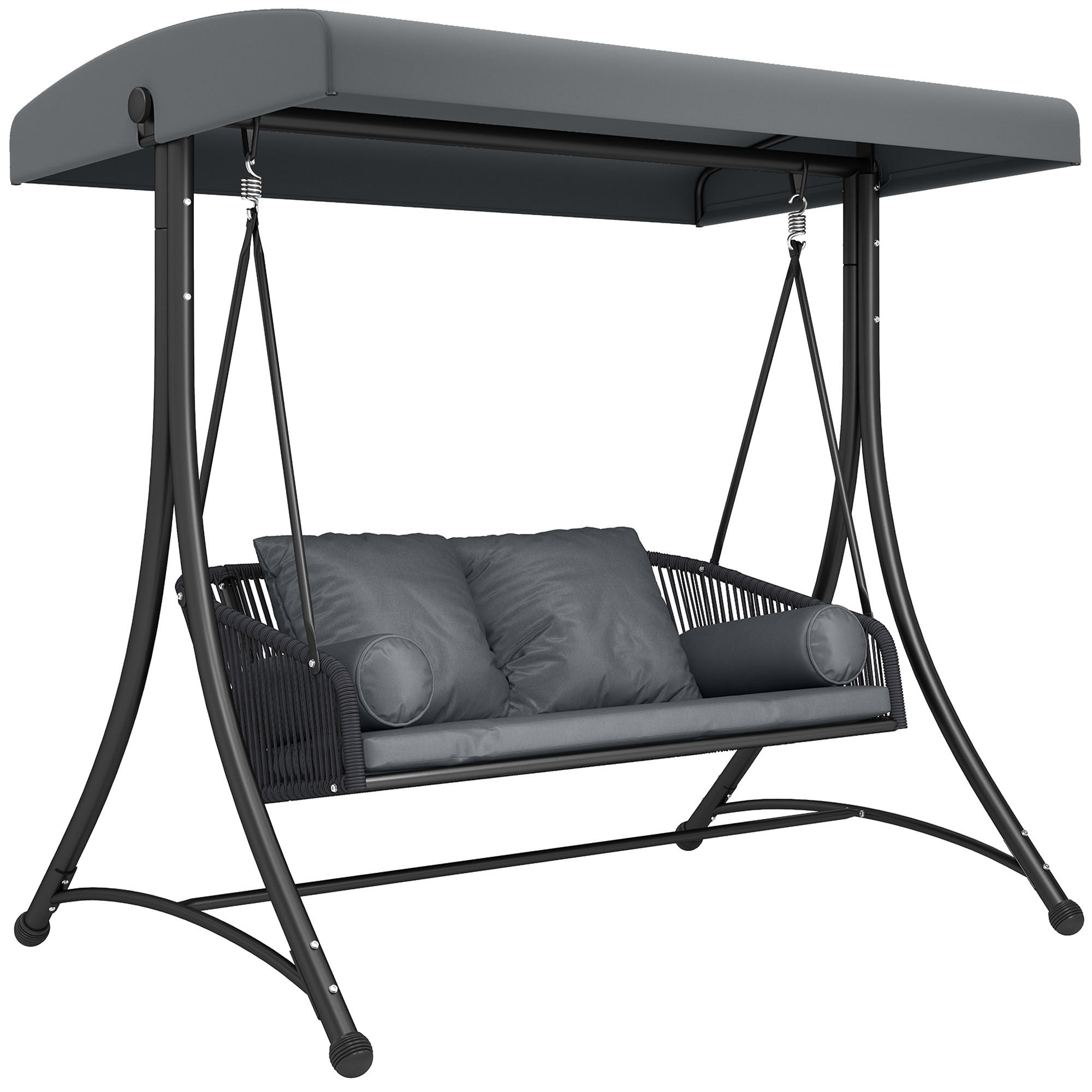 RATTAN-SCHAUKEL Metall Dunkelgrau - Dunkelgrau/Schwarz, Textil/Metall (120/172/178cm) - Outsunny