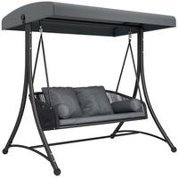 RATTAN-SCHAUKEL Metall Dunkelgrau - Dunkelgrau/Schwarz, Textil/Metall (120/172/178cm) - Outsunny