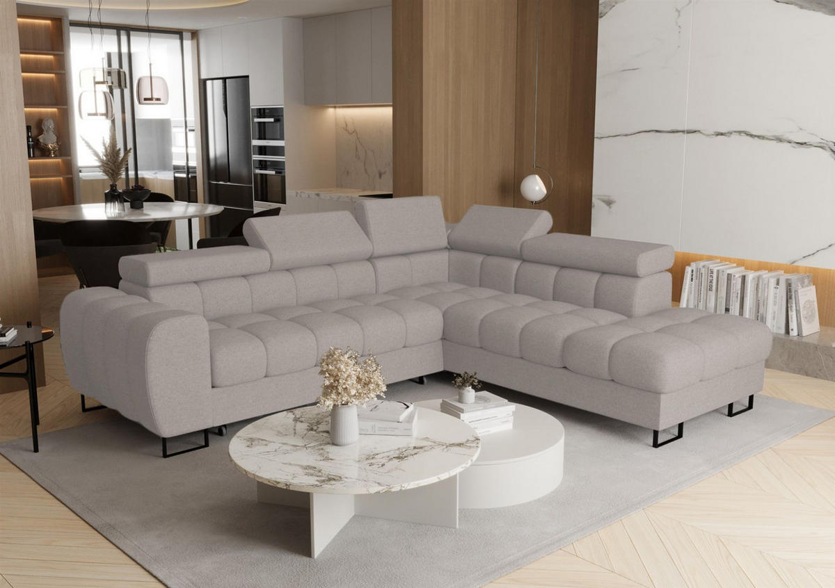 ECKSOFA Bastien Max Mit Schlaffunktion - Beige, Holzwerkstoff/Textil (260/225cm) - Fun Möbel