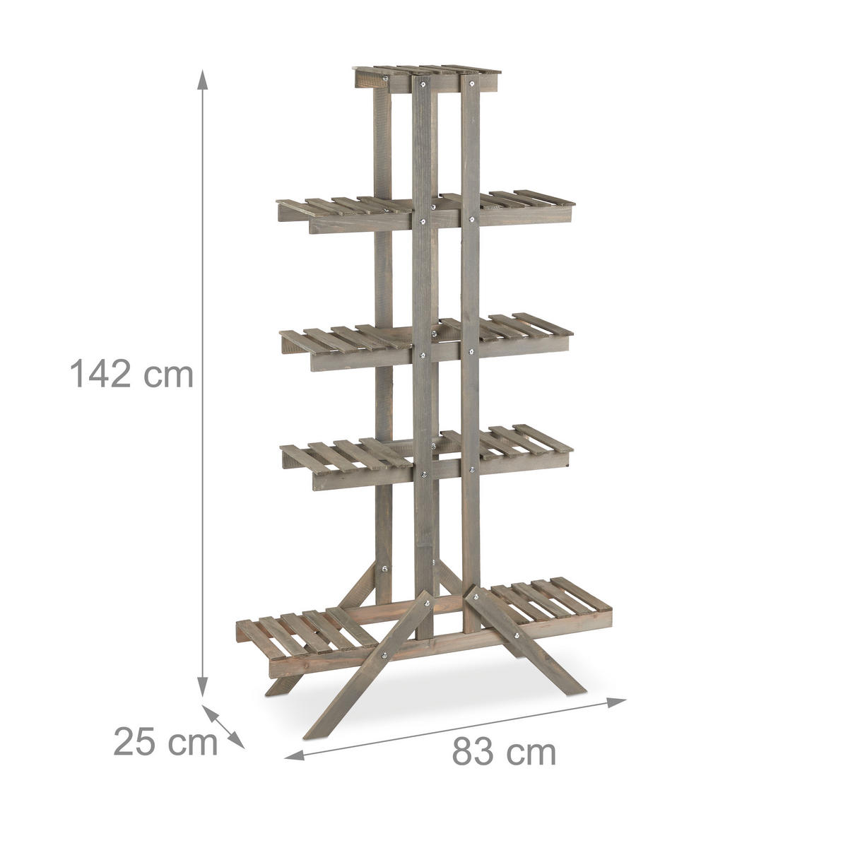 BLUMENTREPPE - Grau, Holz (83/142/25cm) - Relaxdays