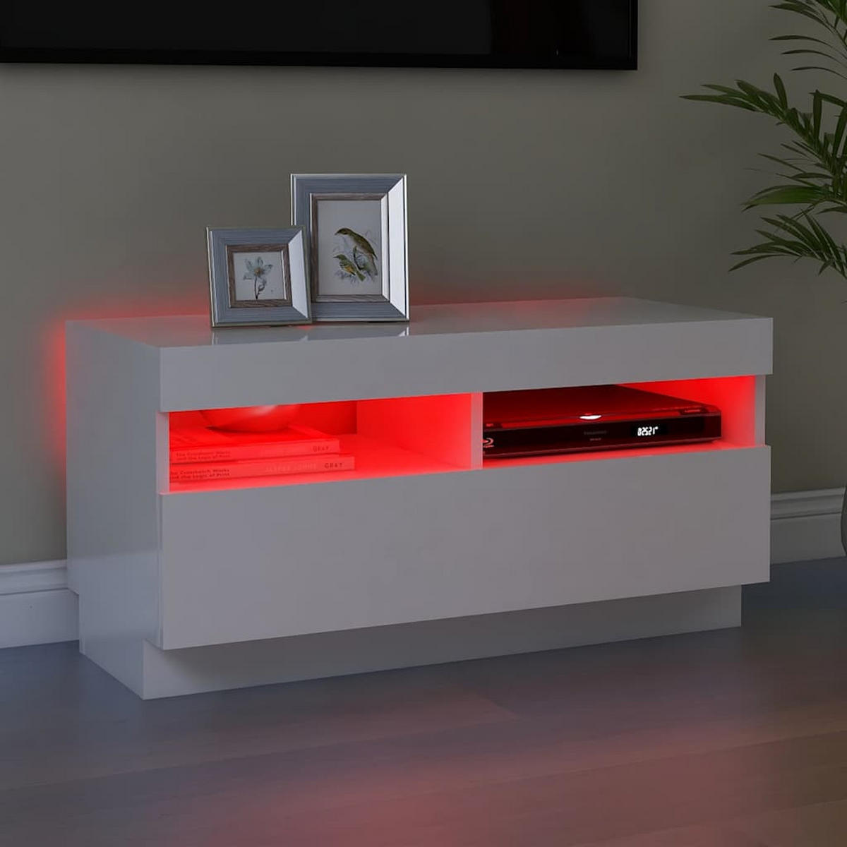 TV-SCHRANK Mit Led-Leuchten Hochglanz-Weiss 80/35/40 Cm - Weiß, Holzwerkstoff (30/40/150cm) - vidaXL