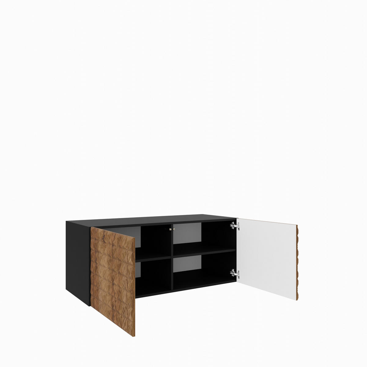TV-SCHRANK Cali 100 cm, zweitürig, schwarz, catania - Schwarz/Braun, Kunststoff (100/40/41cm) - Margaret Hadas24