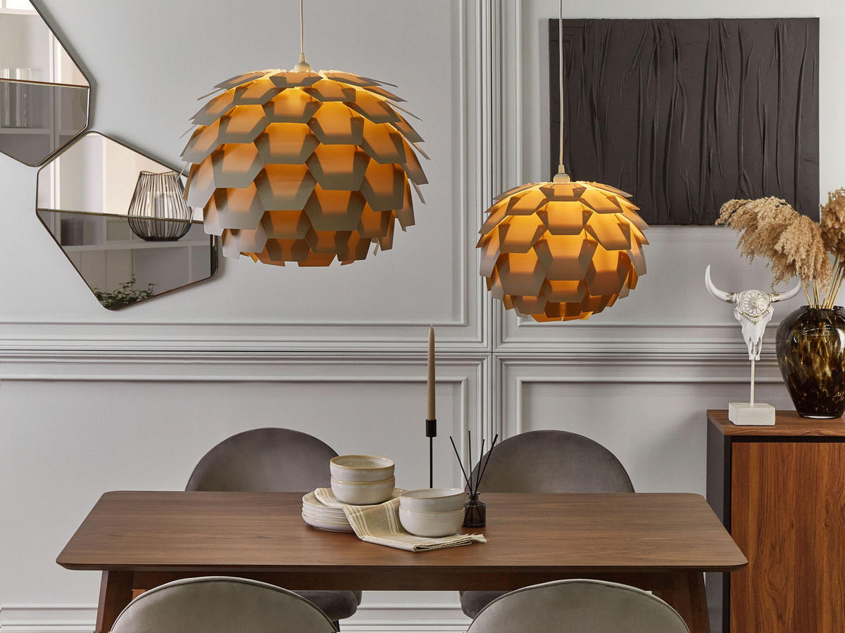 HÄNGELEUCHTE Segre 40/40/165 cm - Grau, Kunststoff (40/40/165cm) - Beliani