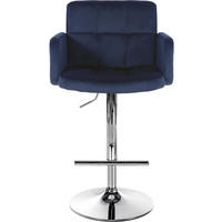 BARHOCKER 2er Set Sutun Samt Blau Silber - Blau, Textil/Metall (60/93/56cm) - DELUKE