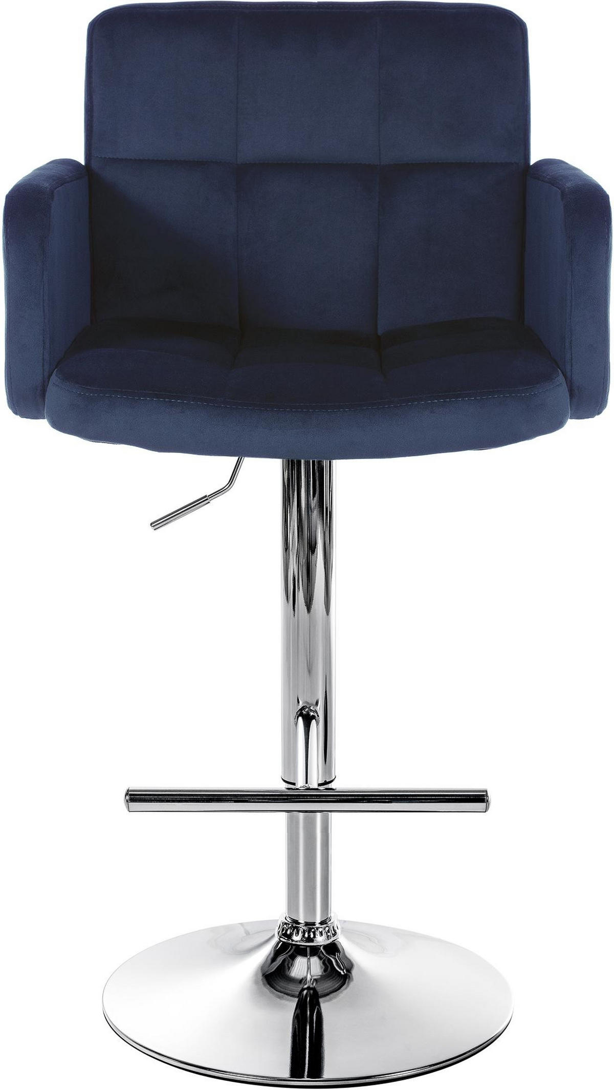 BARHOCKER 2er Set Sutun Samt Blau Silber - Blau, Textil/Metall (60/93/56cm) - DELUKE