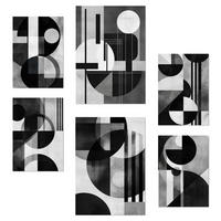POSTER Set Mit 6 Bauhaus Weiß Schwarz Grau A3 & A4 Rahmenlos - Klar, Papier (29/3cm) - Nacnic