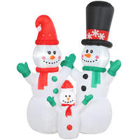 AUFBLASBAR Schneemann Familie, 1,8 m Weihnachtsdeko mit LED-Beleuchtung - Weiß, Textil (80/180/165cm) - Outsunny