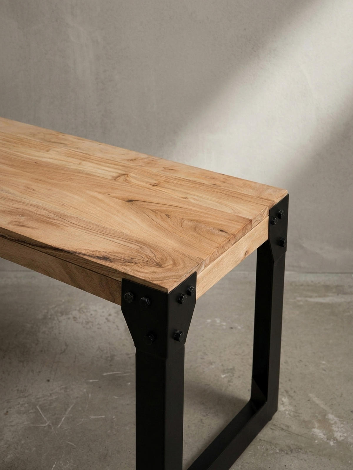 ESSZIMMERBANK Massivholz Metall ohne Lehne, Akazie 120x40x45 cm - Schwarz/Braun, Holz/Metall (120/45/40cm) - KADIMA DESIGN