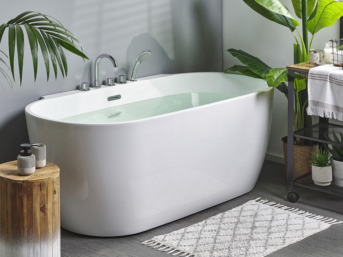 BADEWANNE FREISTEHEND 80x170x83 cm weiß Rotso - Weiß, Kunststoff (80/83/170cm) - Beliani