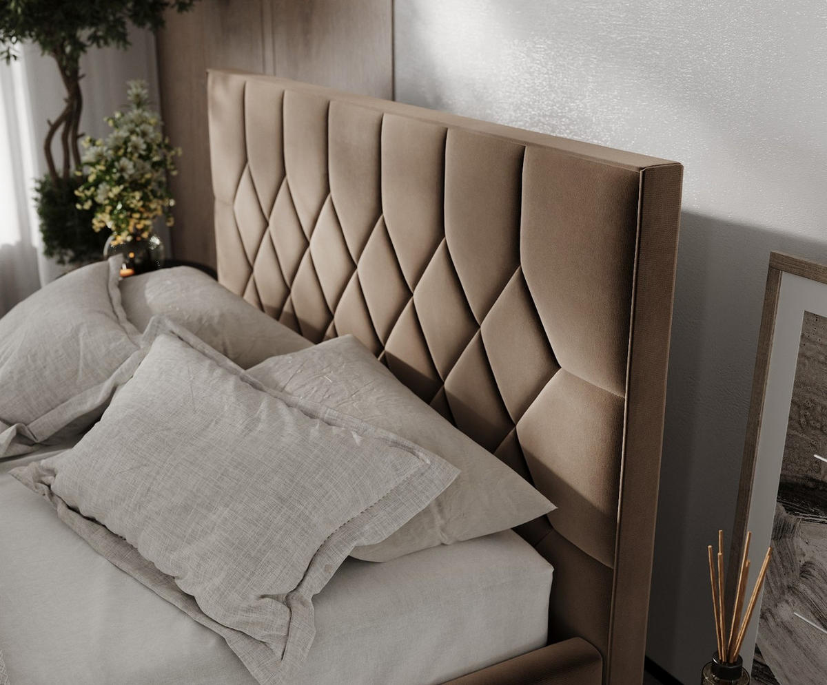 POLSTERBETT Brisa 180/200 cm Braun im Paros Stoff - Schwarz/Naturfarben, Holz/Holzwerkstoff (180/200cm) - AltaBeds