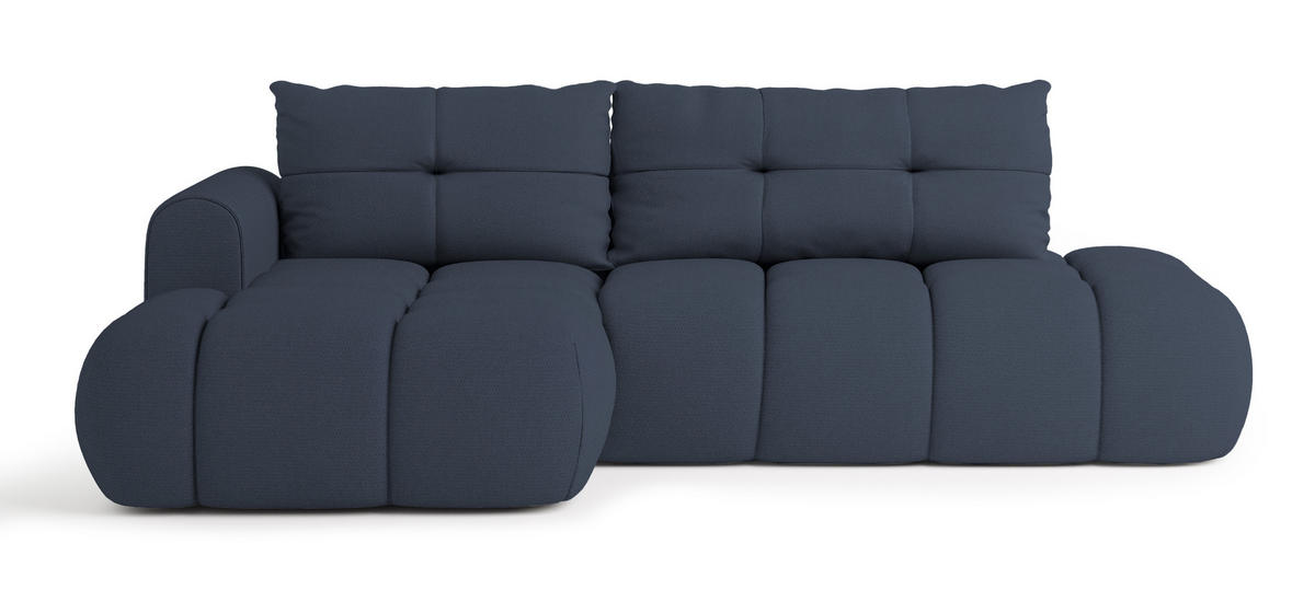 ECKSOFA FLUMA L-S Blau Geflochtener Stoff mit Schlaffunktion - Blau, Holz (274/165cm) - MASSENO