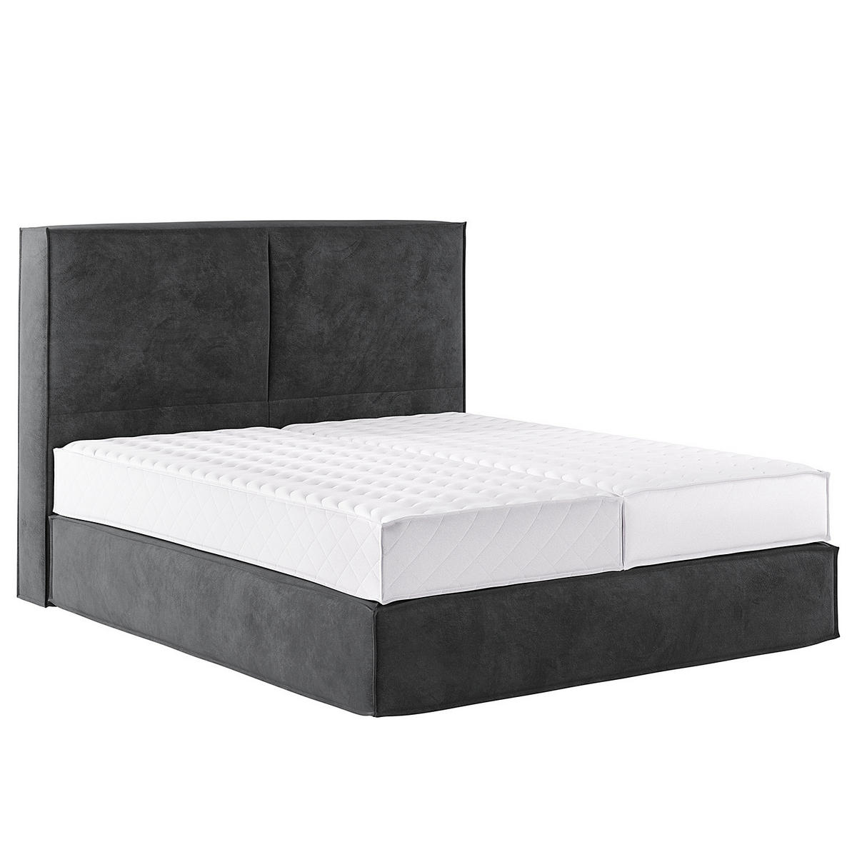 BOXSPRINGBETT mit Kopfteil - Premium - Anthrazit, Textil (200/200cm) - home24