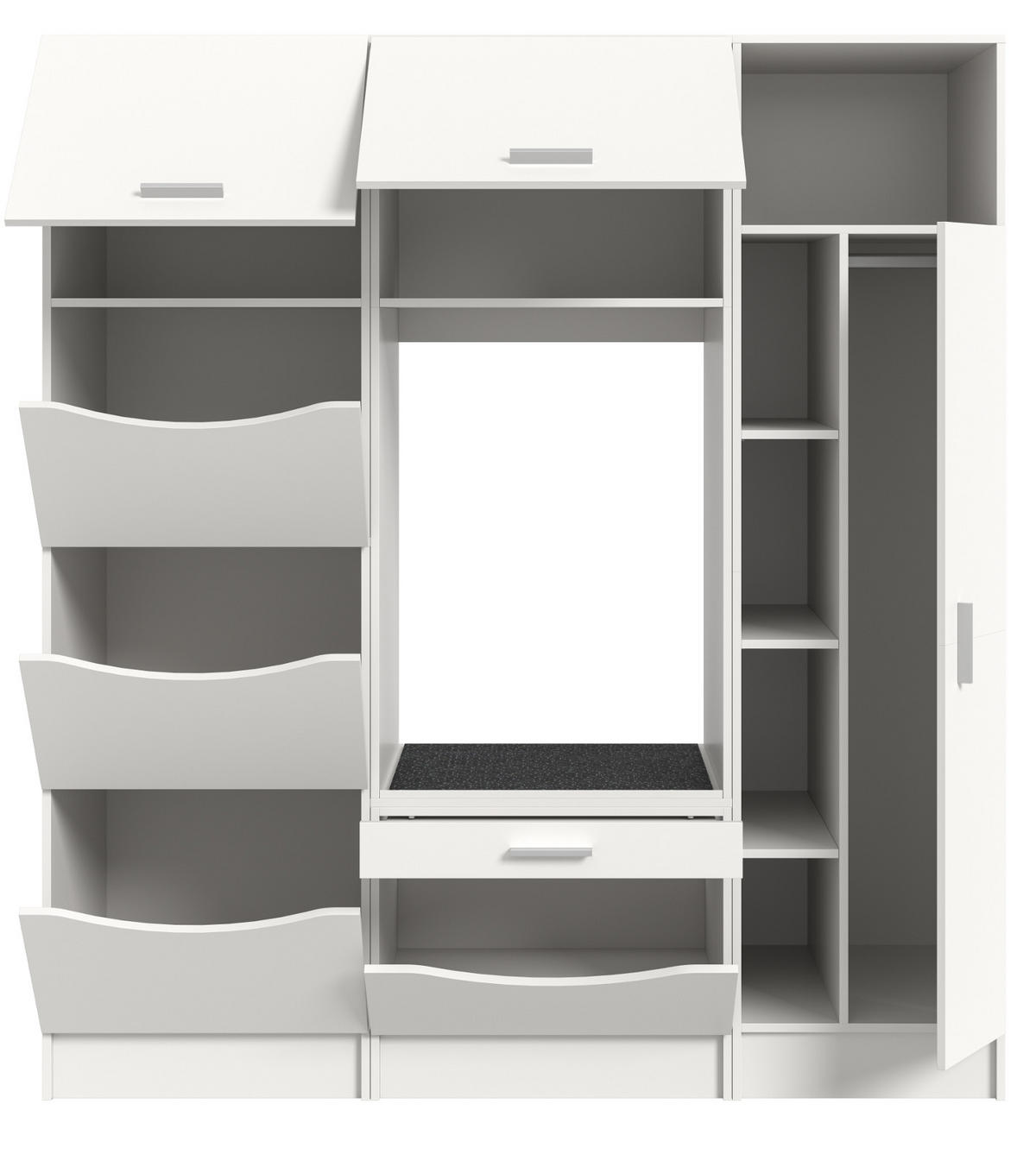 WASCHMASCHINENSCHRANK weiß Set 3-teilig, Waschmaschinenumbau 176 cm mit viel Stauraum - Silberfarben/Weiß, Glas/Holzwerkstoff (176/195/68cm) - Inn.Furn