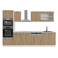 KÜCHENZEILE R-Line Artisan Eiche/Weiß 300 cm mit Hochschrank, ohne AP - Eiche Artisan/Weiß, Holzwerkstoff (300/81.6/46cm) - Vicco