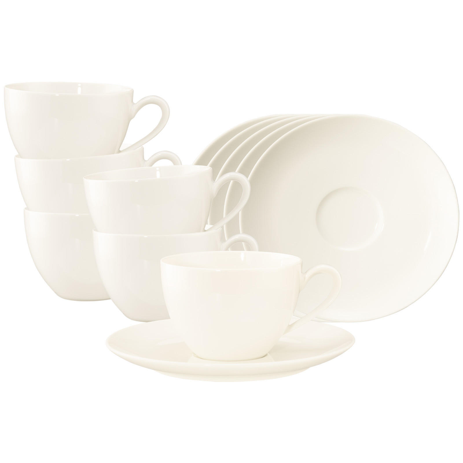 KAFFEETASSEN MIT UNTERTASSEN Savona Fine Diamond creme 270 ml 6er Set - Creme, Keramik (16/8.3/16cm) - Seltmann Weiden