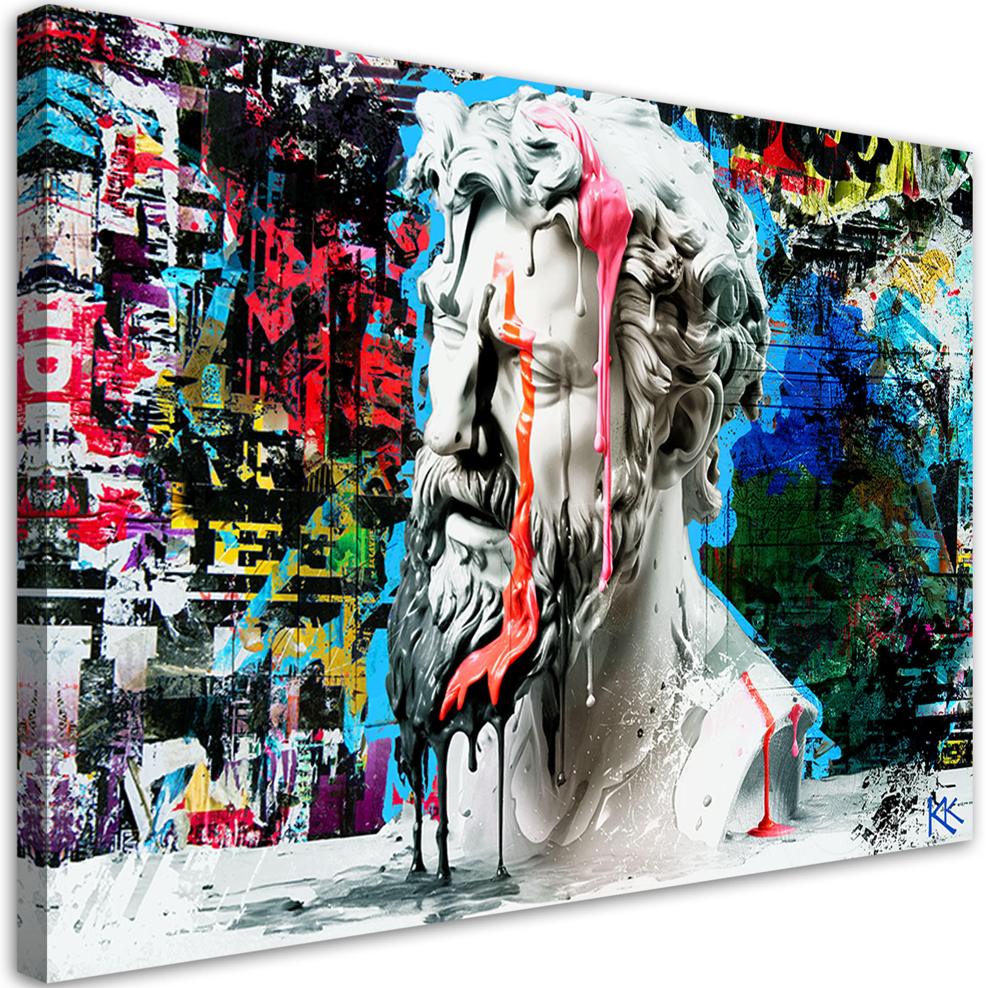 WANDBILD poseidon skulptur graffiti - Multicolor, Textil (60/40cm) - Feeby
