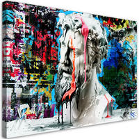 WANDBILD poseidon skulptur graffiti - Multicolor, Textil (60/40cm) - Feeby