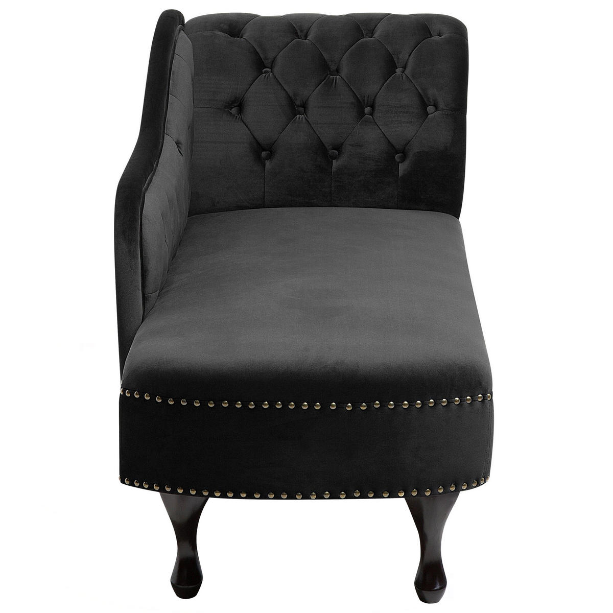 CHAISELONGUE Samtstoff schwarz rechtsseitig Nimes - Dunkelbraun/Schwarz, Textil (170/79/61cm) - Beliani