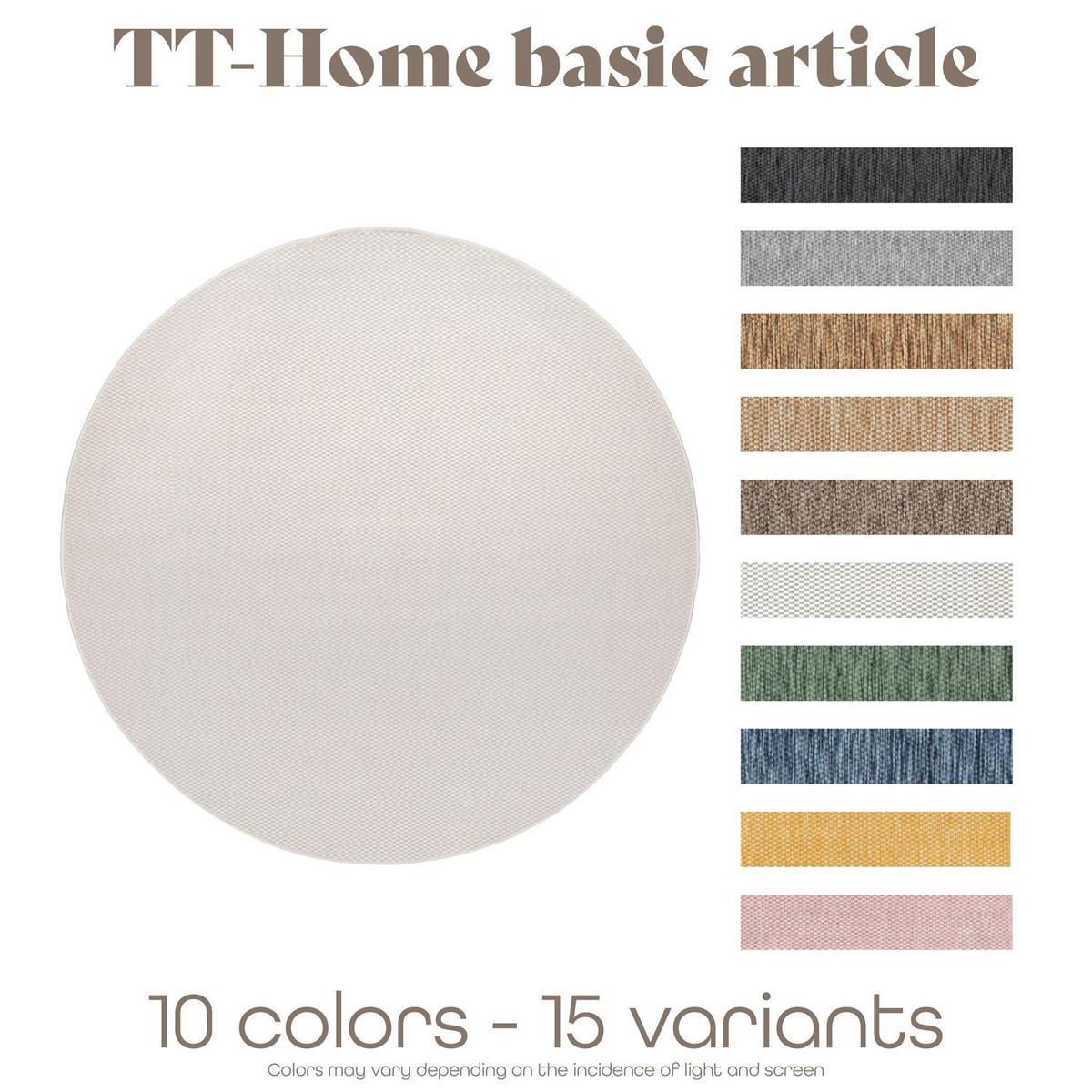 OUTDOORTEPPICH Elfenbein Ø 200 cm - Weiß, Kunststoff (200/200cm) - TT Home