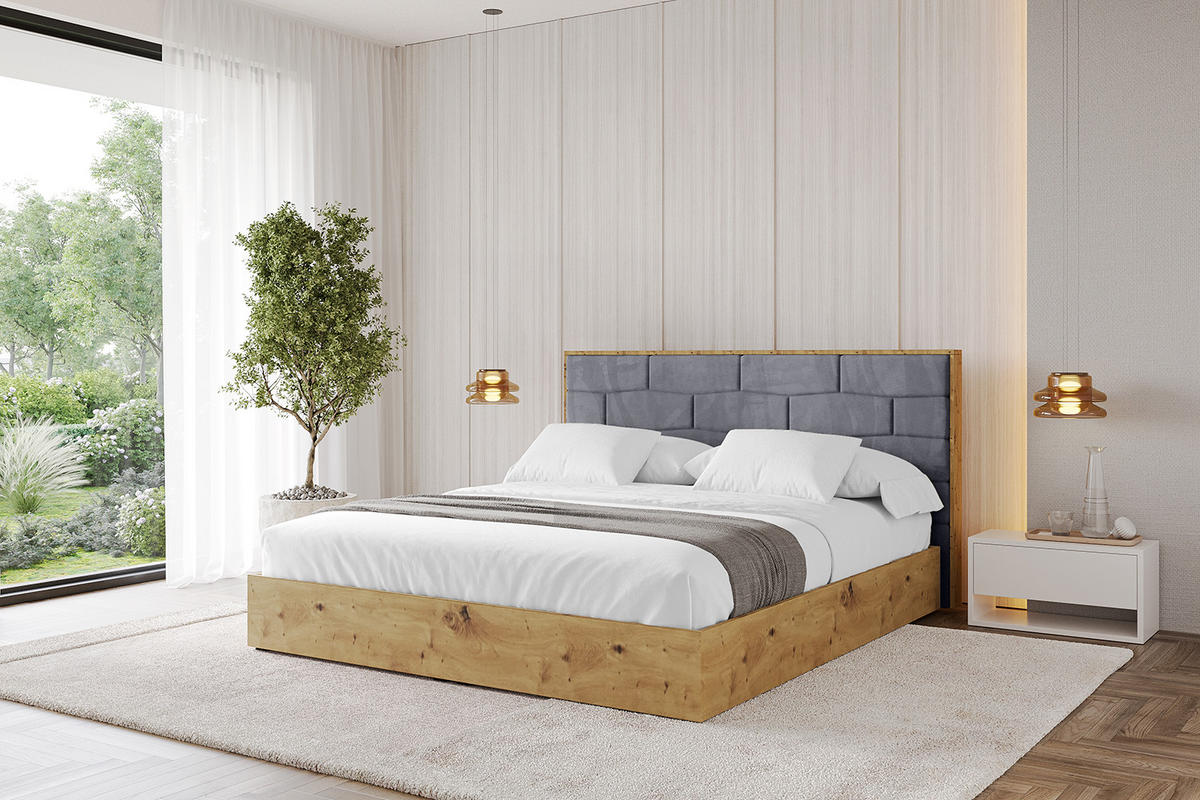 POLSTERBETT mit Bettkasten und Lattenrost, Bett mit Matratze H3/H4 - ENZO8 140x200 Dunkelgrau - Dunkelgrau, Holzwerkstoff/Textil (140/200cm) - ALTDECOR