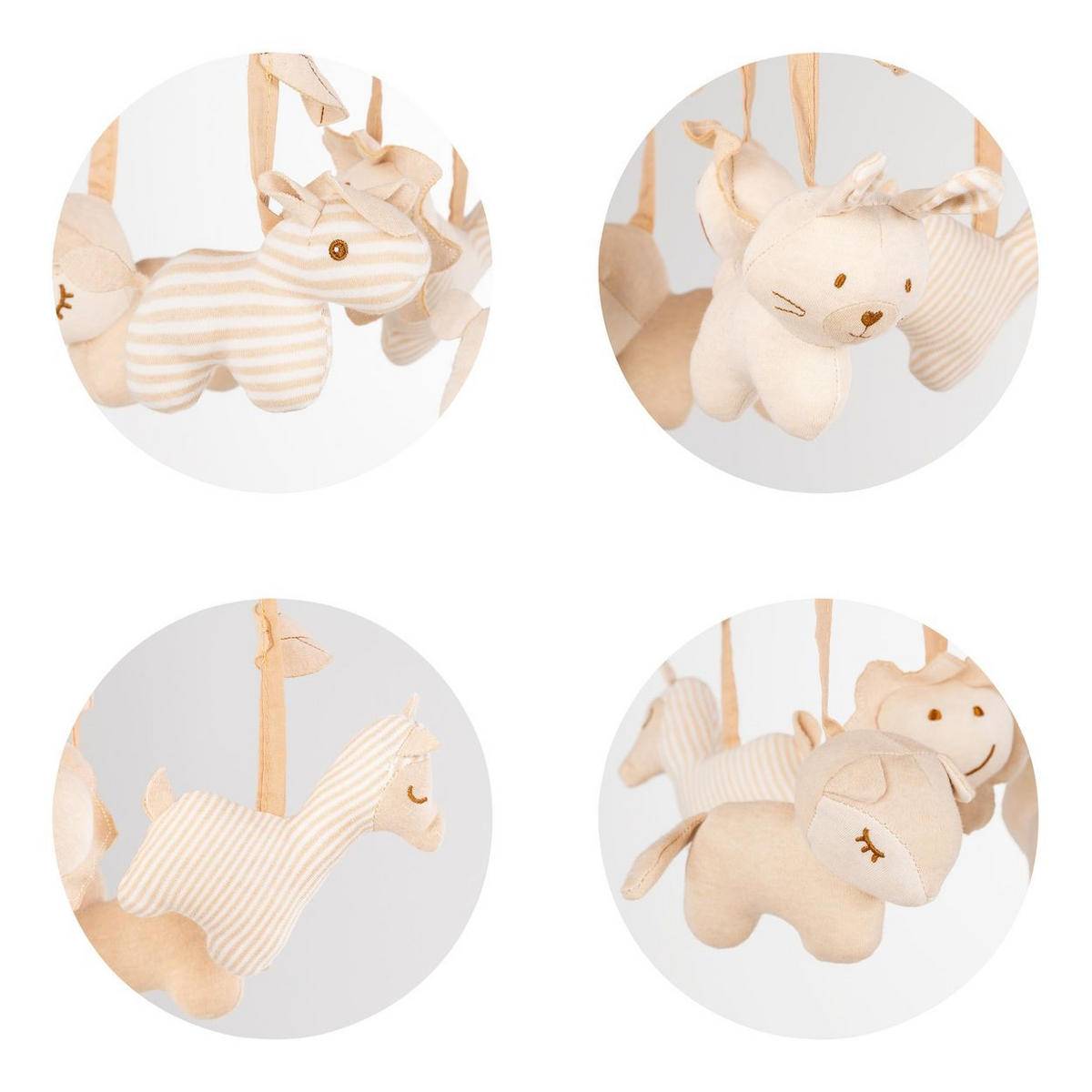 MUSIKMOBILE Rabbit & Friends beige 360° drehbar, Baumwolle, Melodien, Lautstärke, ab Geburt, Klemme - Beige, Kunststoff (38/61/22cm) - Chipolino