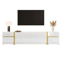 TV stolek 180/40/38 cm z MDF a dřevotřísky s vysokým leskem, 4 zásuvkami a 2 dvířky, Bílá - bílá, kompozitní dřevo (180/38/40cm) - Redom