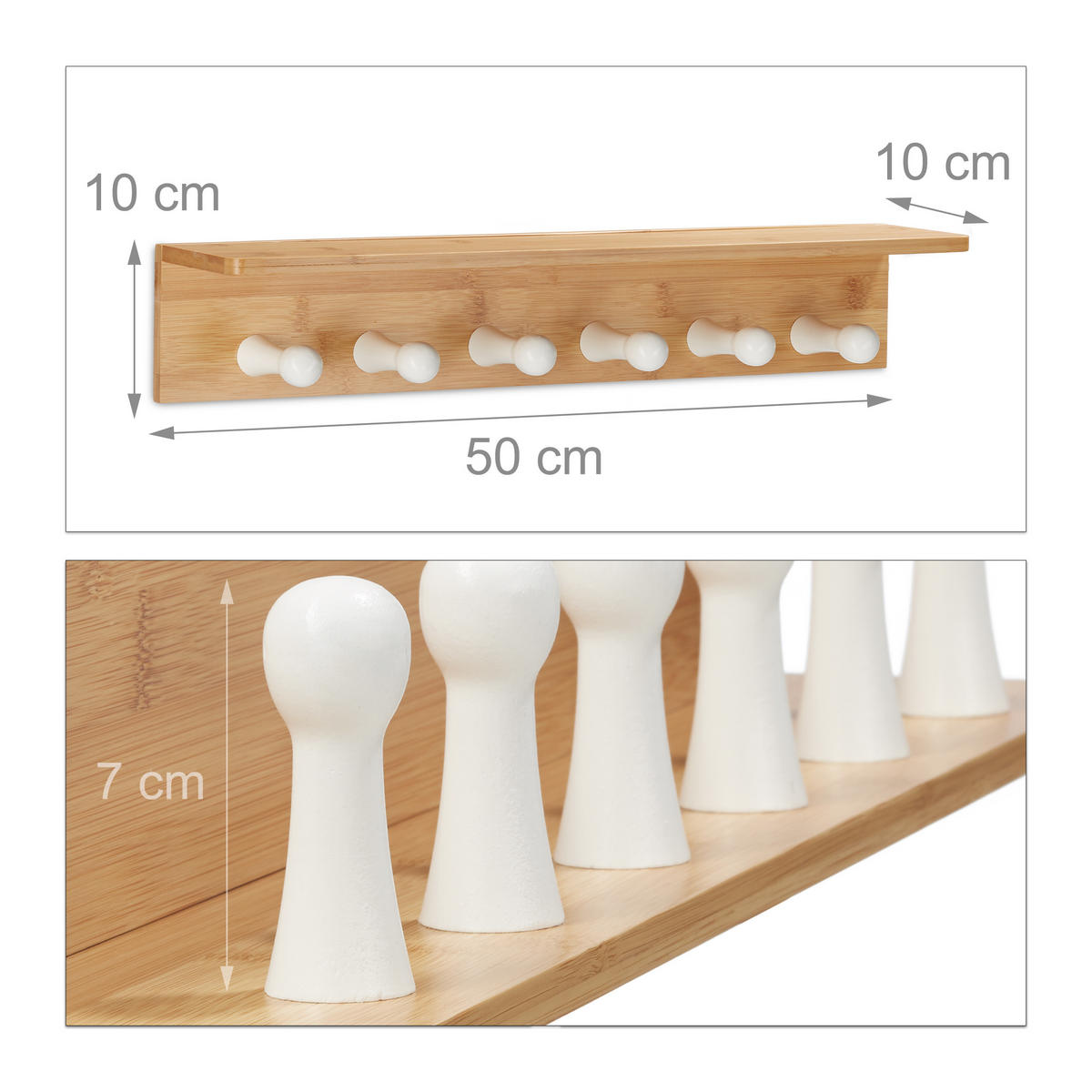 HANDTUCHHALTER - Hellbraun, Holz (50/9/10cm) - Relaxdays