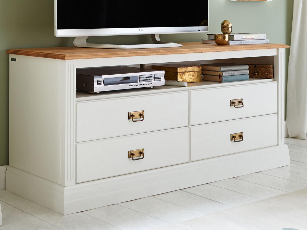 FERNSEHSCHRANK Novara - Weiß/Braun, Holz (153/67/45cm) - Casamia Massive Möbel